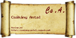 Csákány Antal névjegykártya